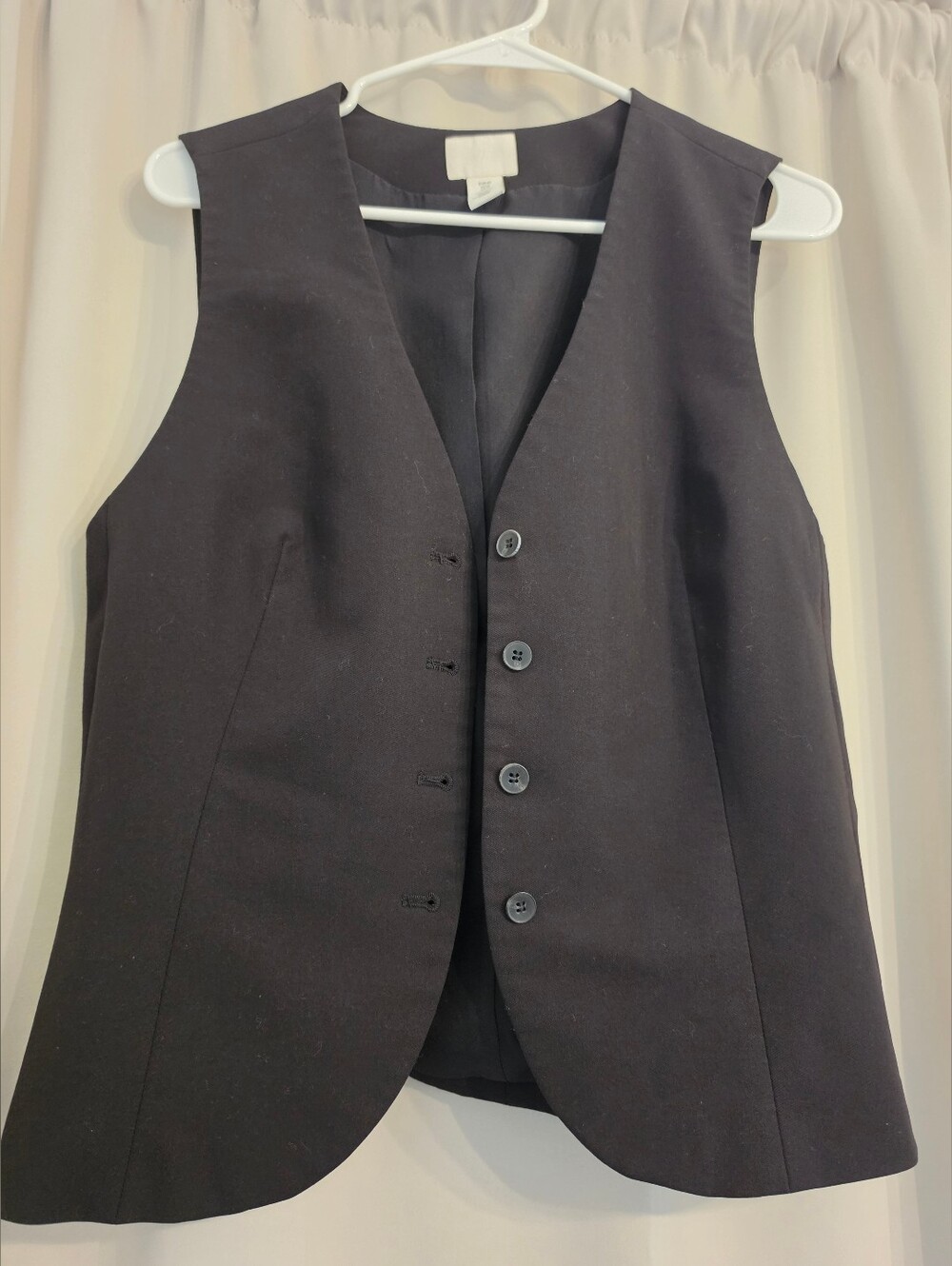 H&M Black Tailored Button Front Vest Waistcoat Women's Size M Menswear Inspired